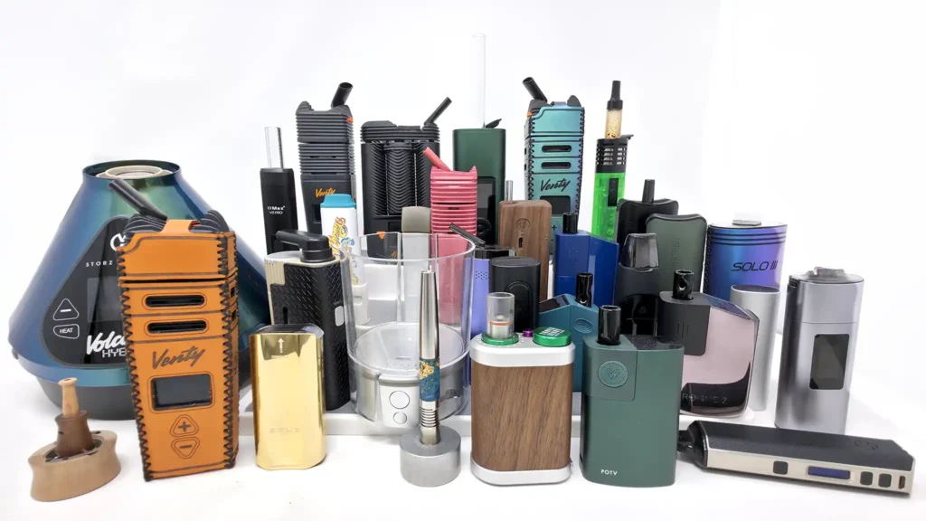 Top 5 portable vaporizers 2024 comparison collage featuring Storz Bickel Venty and other leading models
