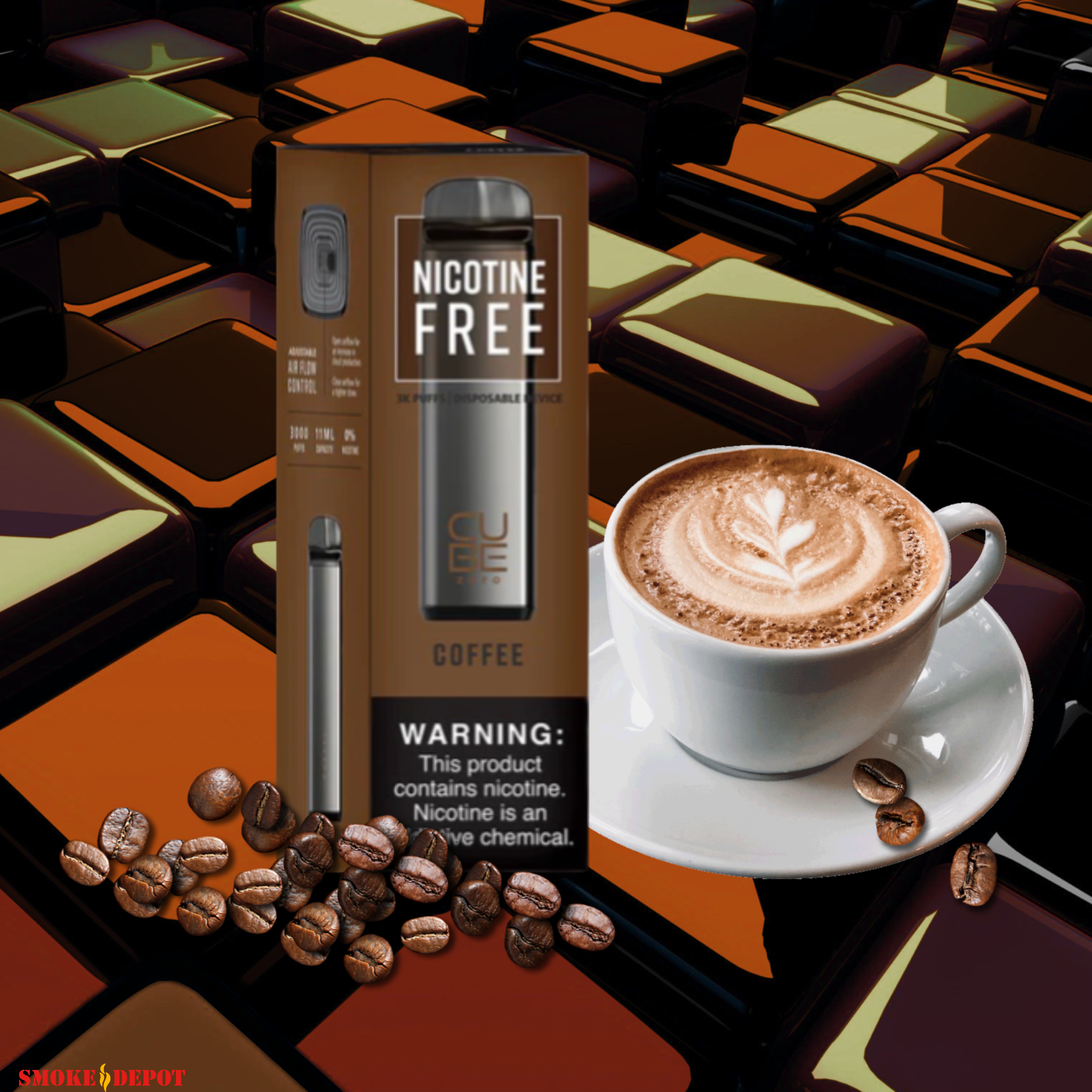 Coffee flavored nicotine-free e-liquid