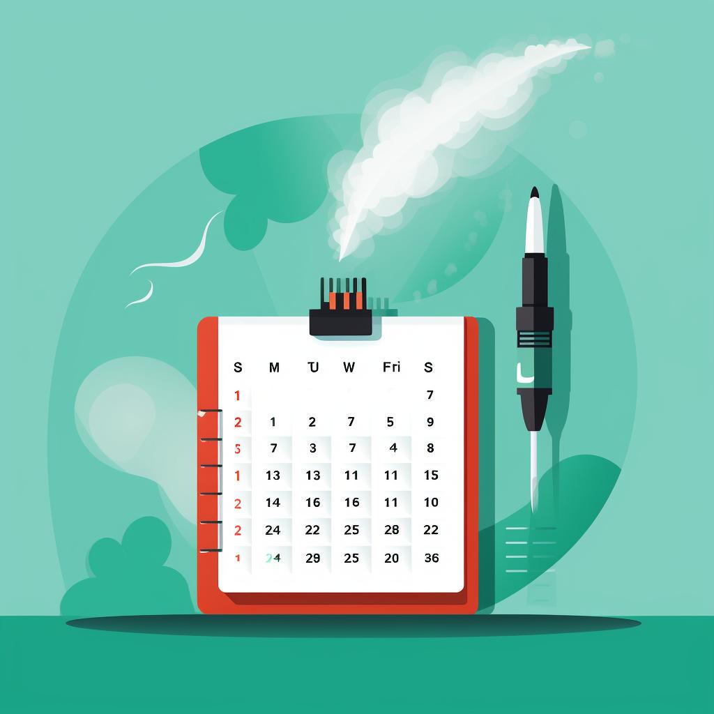Calendar with reminder to clean vape